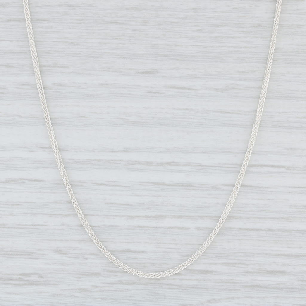 Light Gray New Spiga Wheat Chain Necklace Sterling Silver 24" 1.1mm Italy 925 Lobster Clasp