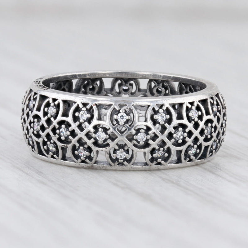 Light Gray New Authentic Pandora Intricate Lattice Ring Size 5 /50 Sterling Silver 190955CZ