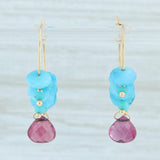 Tourmaline Briolette Glass Turquoise Hoop Earrings 14k Yellow Gold Nordstrom