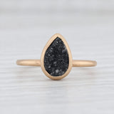 New Nina Nguyen Druzy Quartz 18k Yellow Gold Size 6.5 Black Stone Teardrop