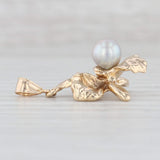 Cultured Pearl Flower Pendant 14k Yellow Gold Floral Statement Jewelry