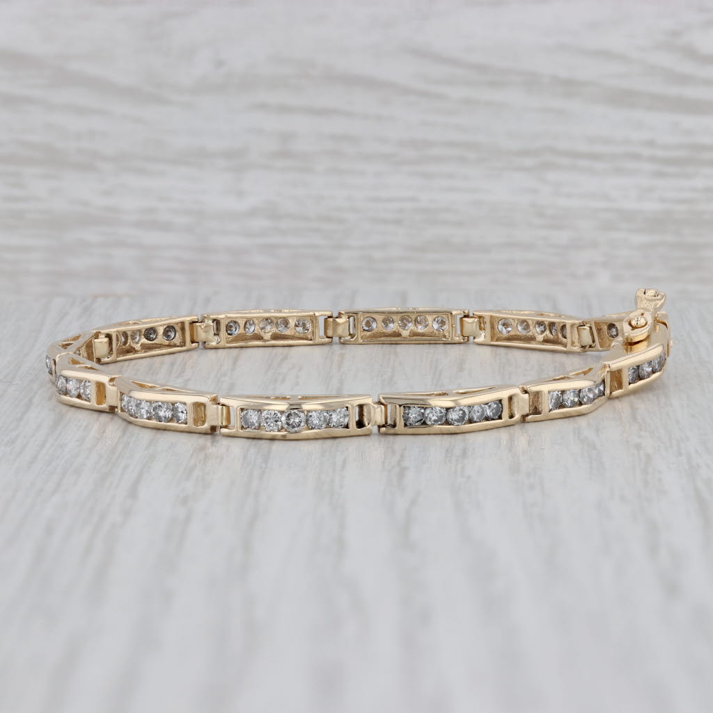 Gray 2.80ctw Diamond Tennis Bracelet 14k Yellow Gold 7" 4mm