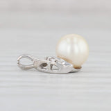 Cultured Pearl Diamond Pendant 14k White Gold Small Flower Drop