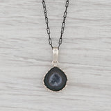 Gray New Nina Nguyen Geode Quartz Pendant Necklace 24-26" Crinkle Chain Sterling