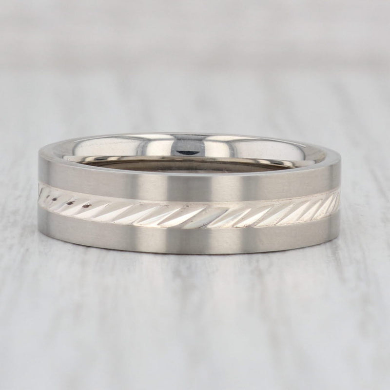 Light Gray New Men's Titanium Ring Size 10 Wedding Band Comfort Fit Patterned