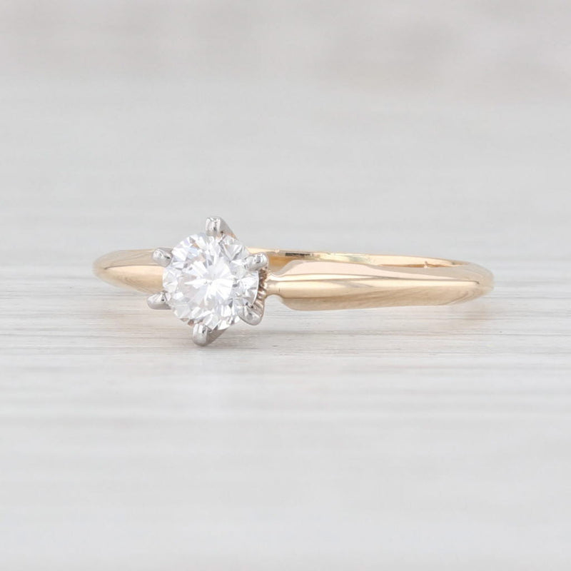 0.34ct VS2 Round Diamond Solitaire Ring 14k Yellow White Gold Size 5.25