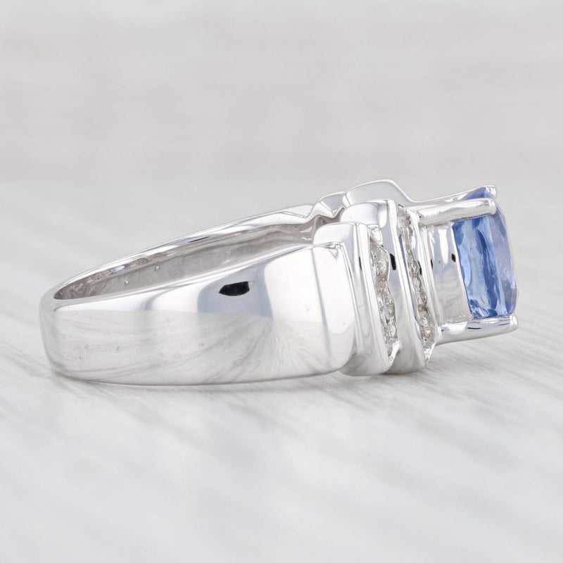 LeVian 2.33ctw Oval Blue Sapphire Diamond Ring 14k White Gold Sz 6.5 Engagement