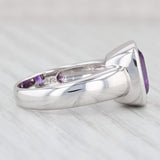 Light Gray 3.15ct Cushion Amethyst Solitaire Ring 14k White Gold Size 7.75