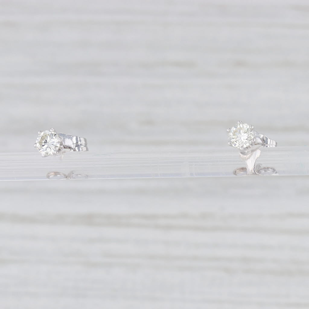 Light Gray 0.60ctw Diamond Solitaire Stud Earrings 14k White Gold Round Solitaire