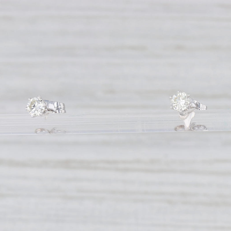 Light Gray 0.60ctw Diamond Solitaire Stud Earrings 14k White Gold Round Solitaire