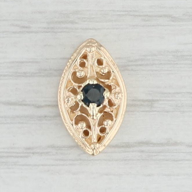 Light Gray Vintage 0.12ct Blue Sapphire Ornate Slide Charm 14k Yellow Gold TCC