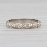 Antique Floral Baby Ring 10k White Gold Small Size Band Keepsake