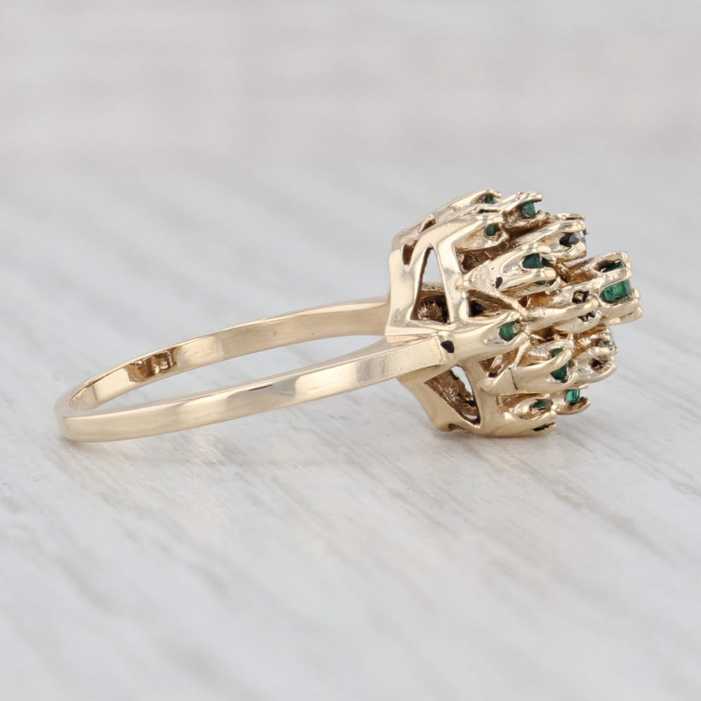 Light Gray 0.34ctw Emerald Diamond Cluster Ring 10k Yellow Gold Size 5.25 Cocktail