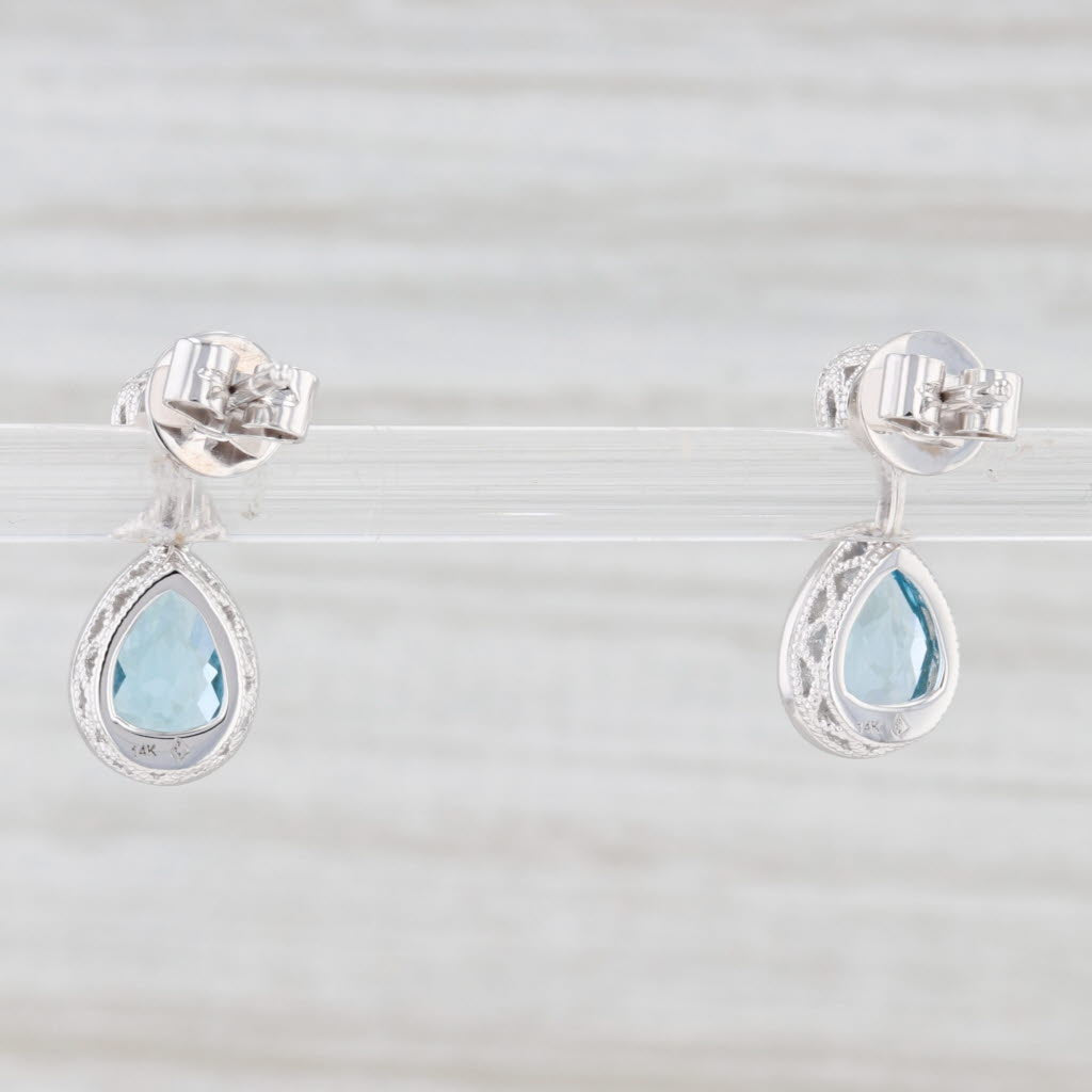 Light Gray New 1.86ctw Blue Topaz Teardrop Earrings 14k White Gold December Birthstone