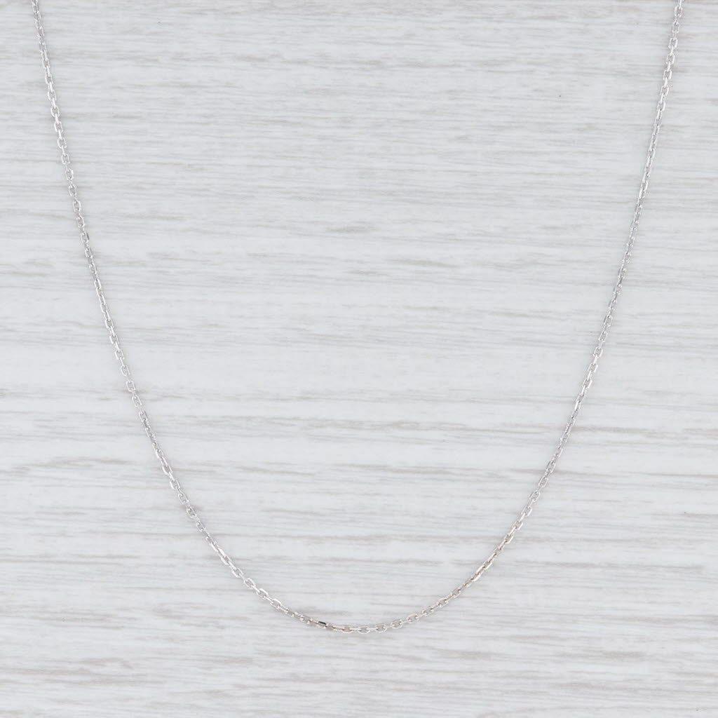 Light Gray Cable Chain Necklace 18k White Gold 16.5" 0.7mm Italian Lobster Clasp