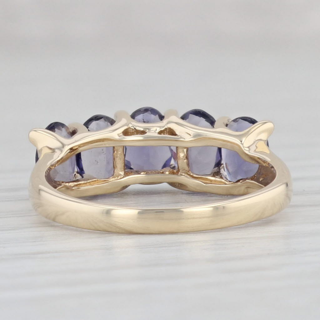 Light Gray 1.90ctw Iolite Ring 10k Yellow Gold Size 6.25 Stackable Tiered 5-Stone