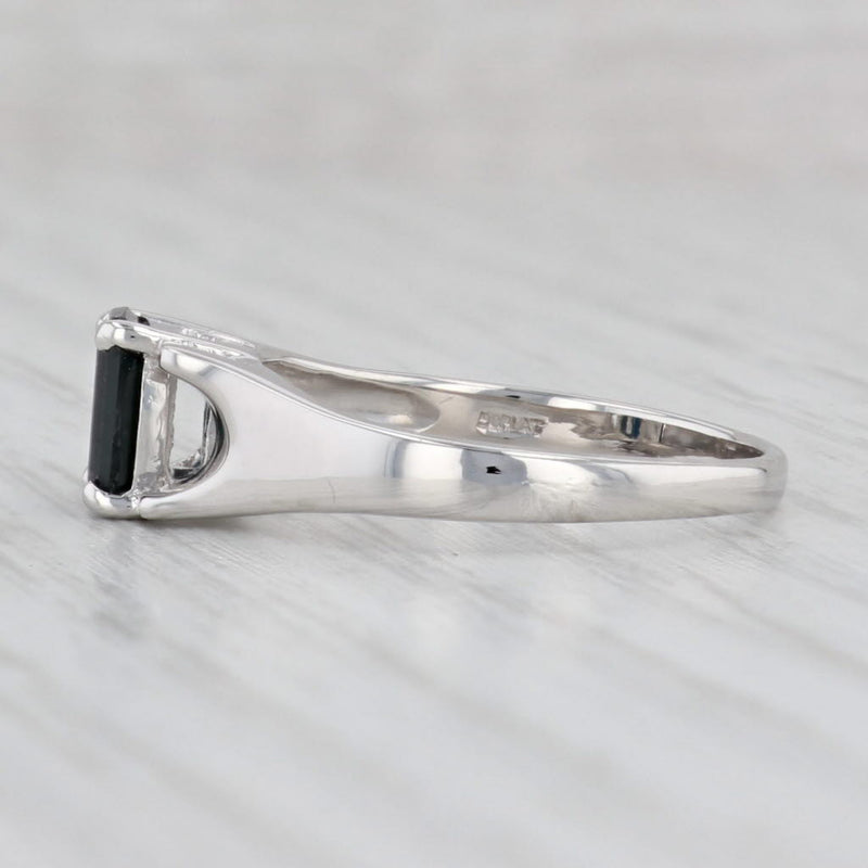 Light Gray 1.06ct Blue Sapphire Emerald Cut Solitaire 900 Platinum Size 8