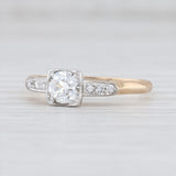 Light Gray Art Deco 0.58ctw European Cut Diamond Engagement Ring 14k 18k Gold GIA Size 8
