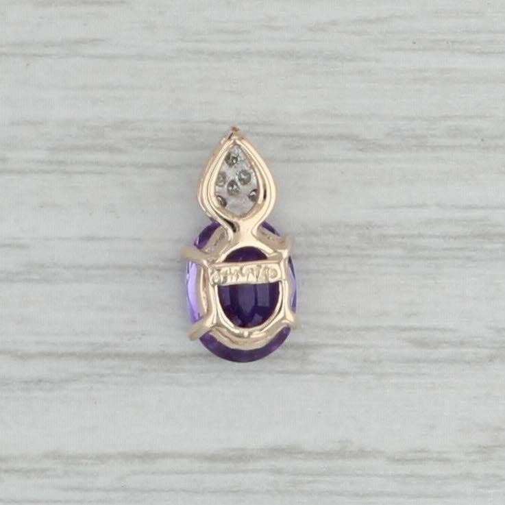 Gray 1.20 Amethyst Pendant Diamond 14k Yellow Gold February Birthstone