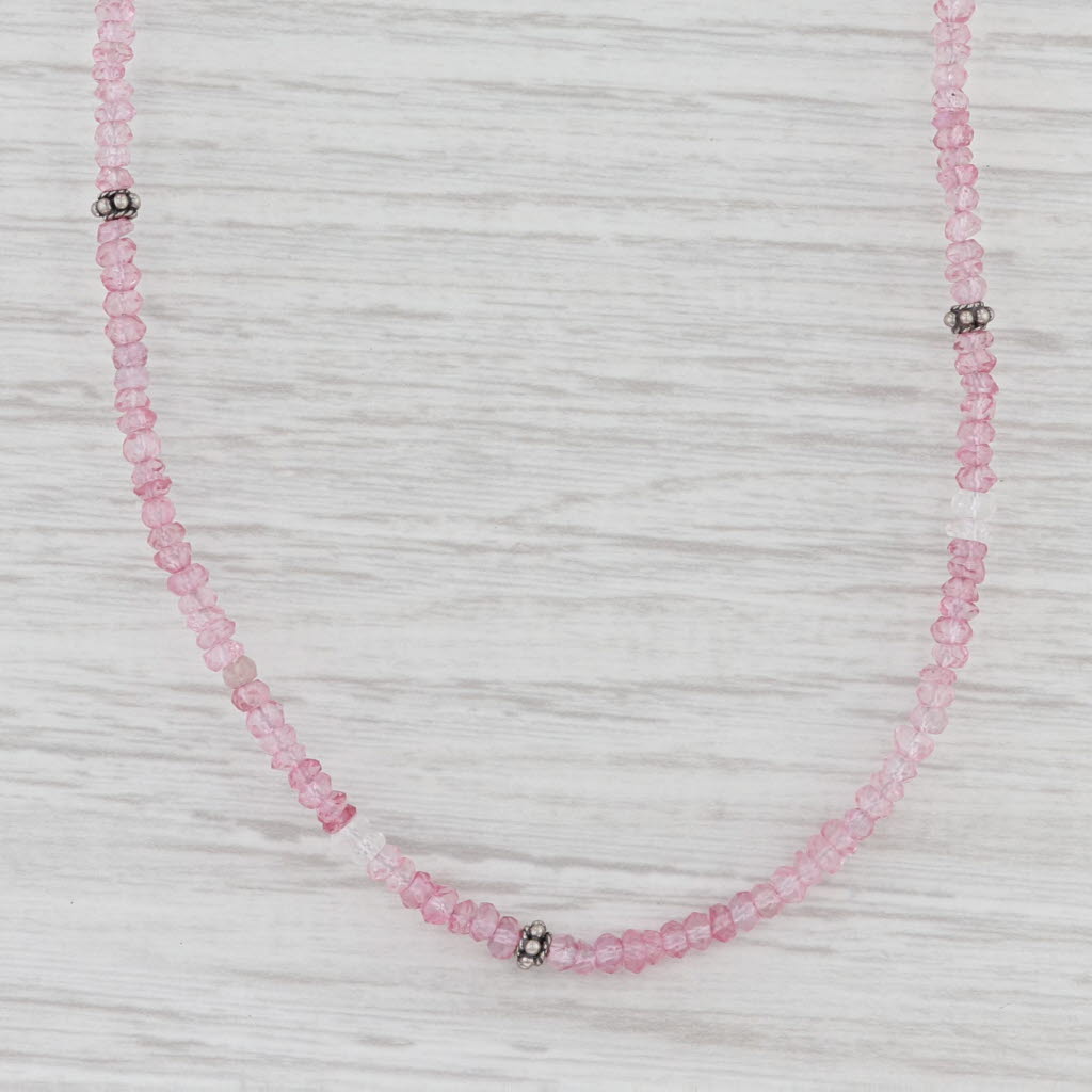 Light Gray New Nina Nguyen Pink Topaz Bead Harmony Necklace Sterling Silver Long Adjustable