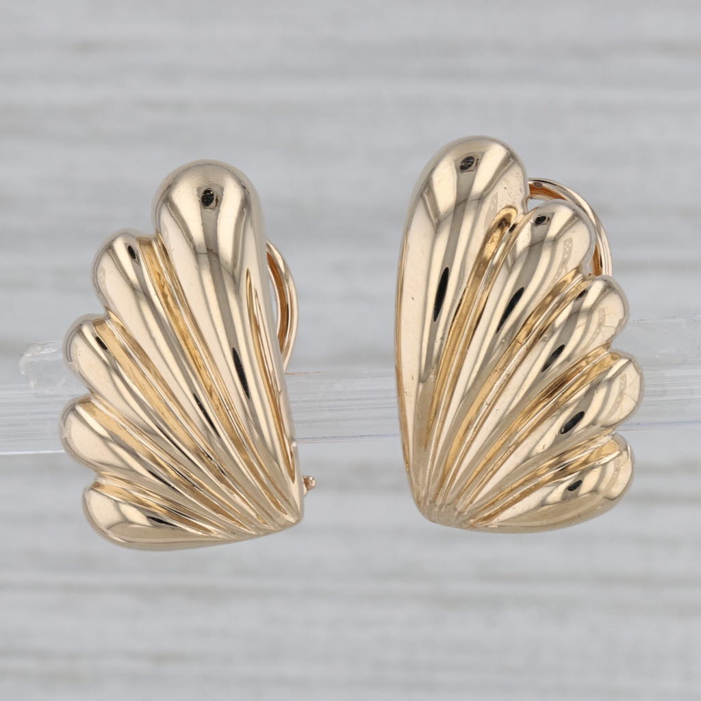 Gray Dan Frere Wing Earrings 14k Yellow Gold Clip On Omega Backs