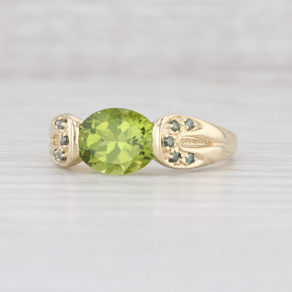 Light Gray 2.65ctw Peridot Diamond Ring 14k Yellow Gold Size 10.25 Oval Solitaire