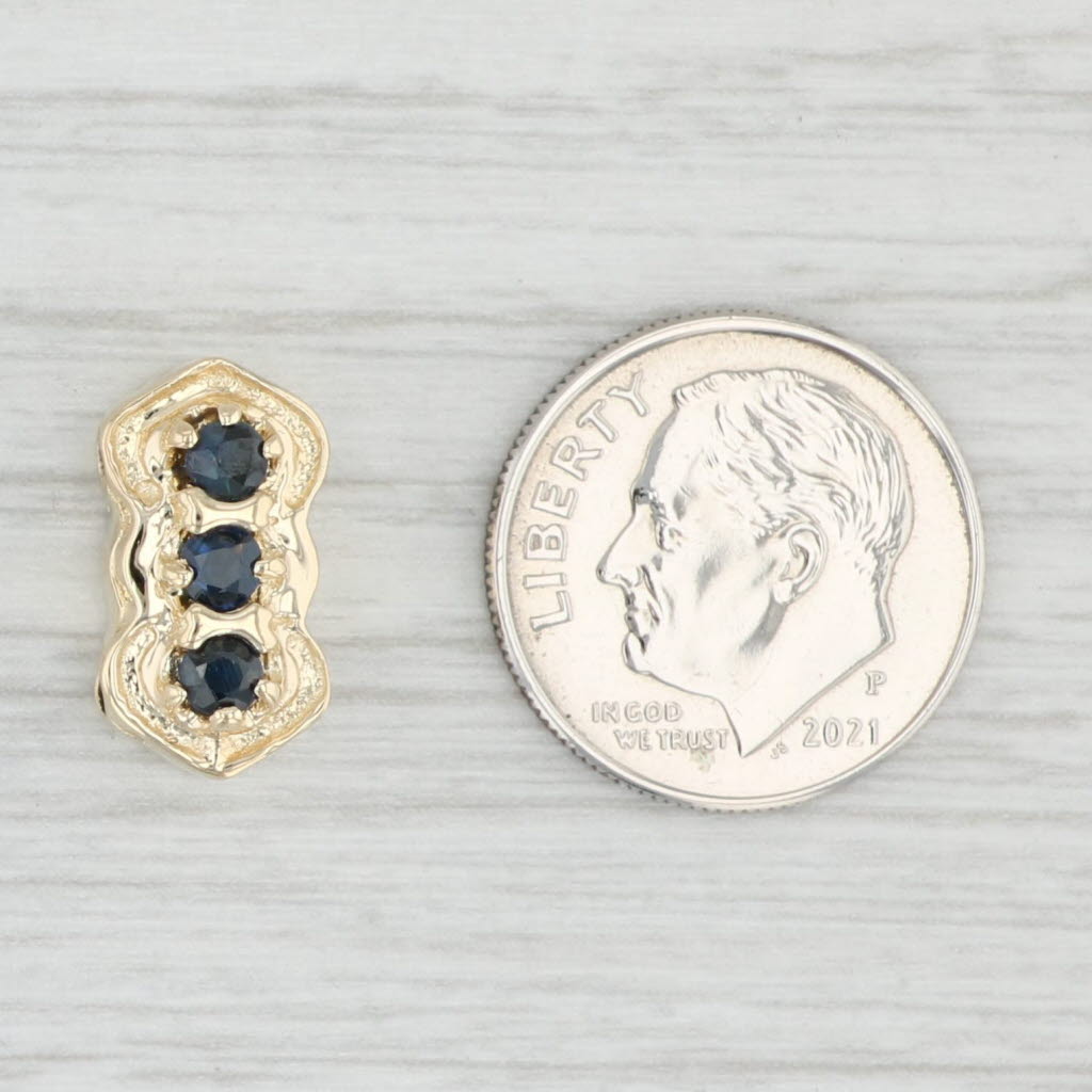 Light Gray 0.45ctw Blue Sapphire 3-Stone Slide Charm 14k Yellow Gold DHS