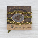 Light Gray New Nina Nguyen Cordelia Necklace Druzy Geode Woven Green Leather