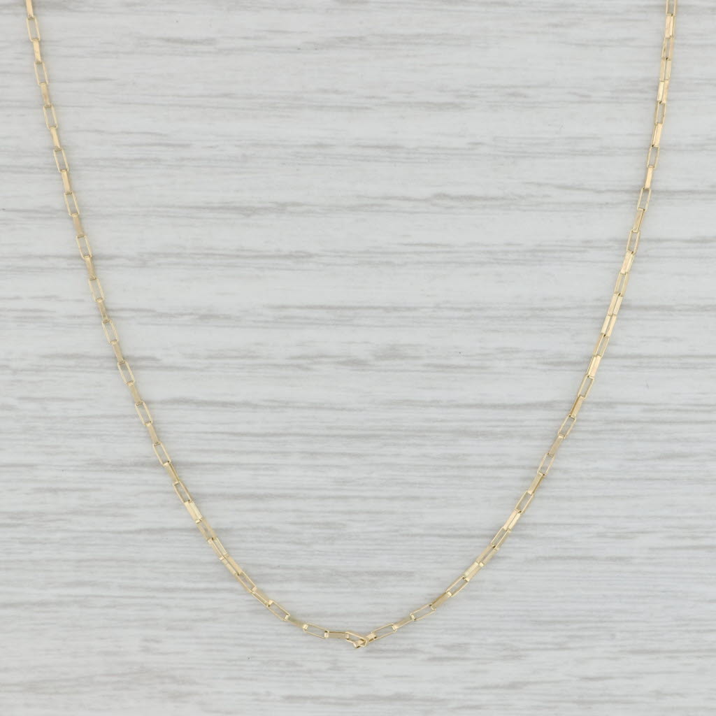 Light Gray 17.5" New Elongated Box Chain 10k Yellow Gold Lobster Clasp 1.2mm