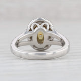 Light Gray 1.41ctw Oval Yellow Diamond Halo Ring 950 Platinum Size 5.75 GIA Engagement
