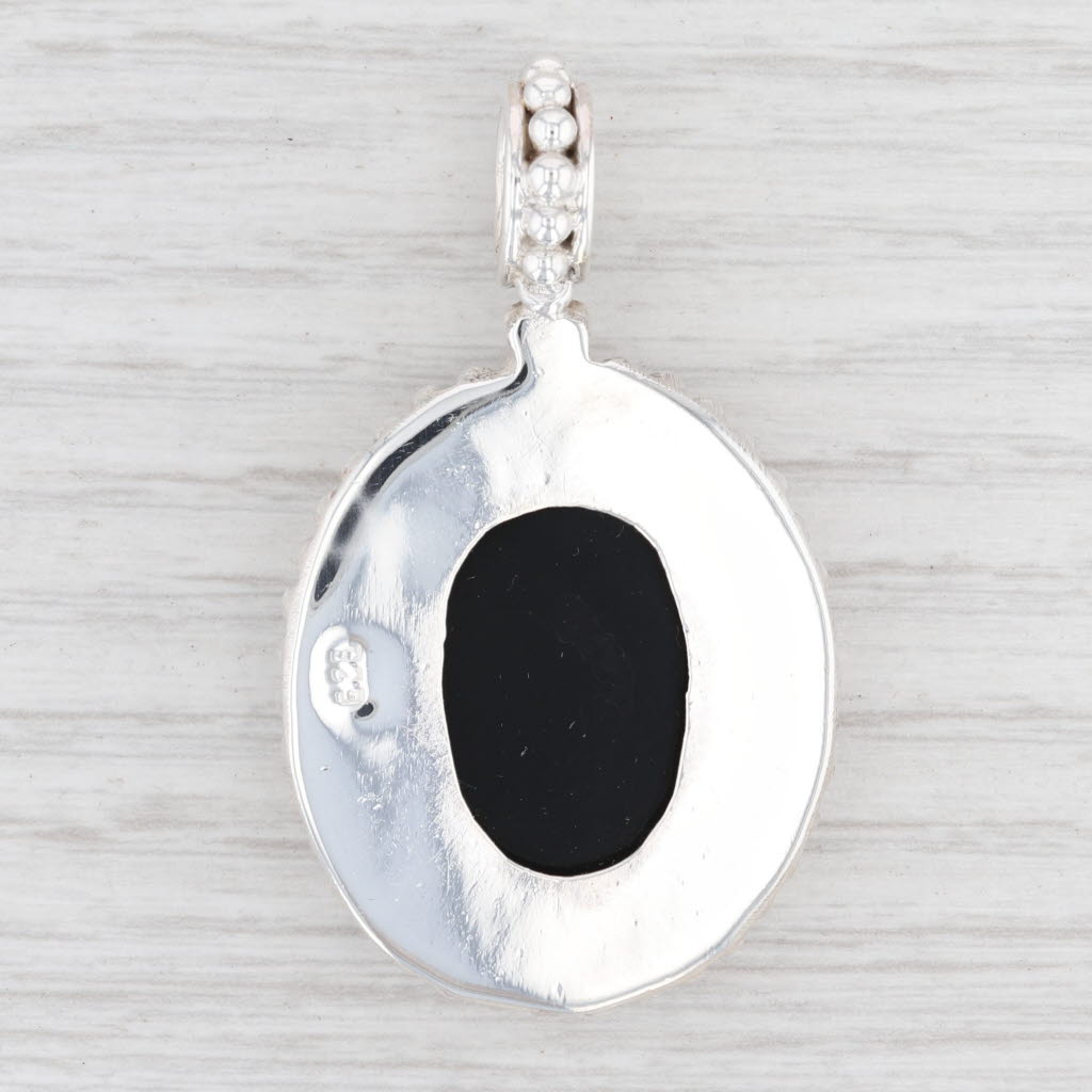 Light Gray New Onyx Drop Pendant Sterling Silver 925 Oval Solitaire