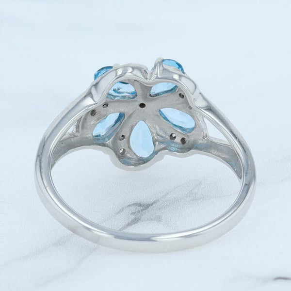 Lavender New 1.23ctw Blue Topaz Diamond Pinwheel Flower Ring Sterling Silver Size 8