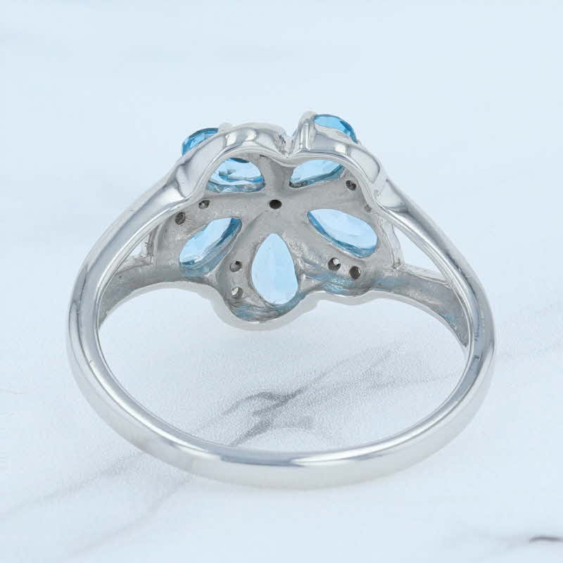 Lavender New 1.23ctw Blue Topaz Diamond Pinwheel Flower Ring Sterling Silver Size 7