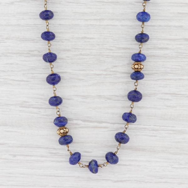 Light Gray New Nina Nguyen Blue Lapis Lazuli Bead Necklace Adjustable Sterling Gold Vermeil