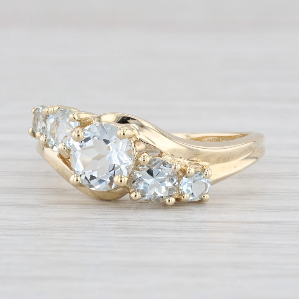 Light Gray 1.36ctw Aquamarine Bypass Ring 14k Yellow Gold Size 8 March Birthstone