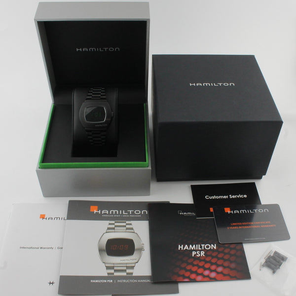 Light Gray Hamilton Matrix PSR MTX Mens 41mm Black PVD Digital Wrist Watch Bracelet & Box