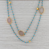 Gray New Nina Nguyen Sea Foam Turquoise Quartz Bead Necklace Sterling Gold Vermeil