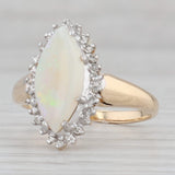 Opal Marquise Diamond Halo Ring 14k Yellow Gold Size 8.75 October Birthstone