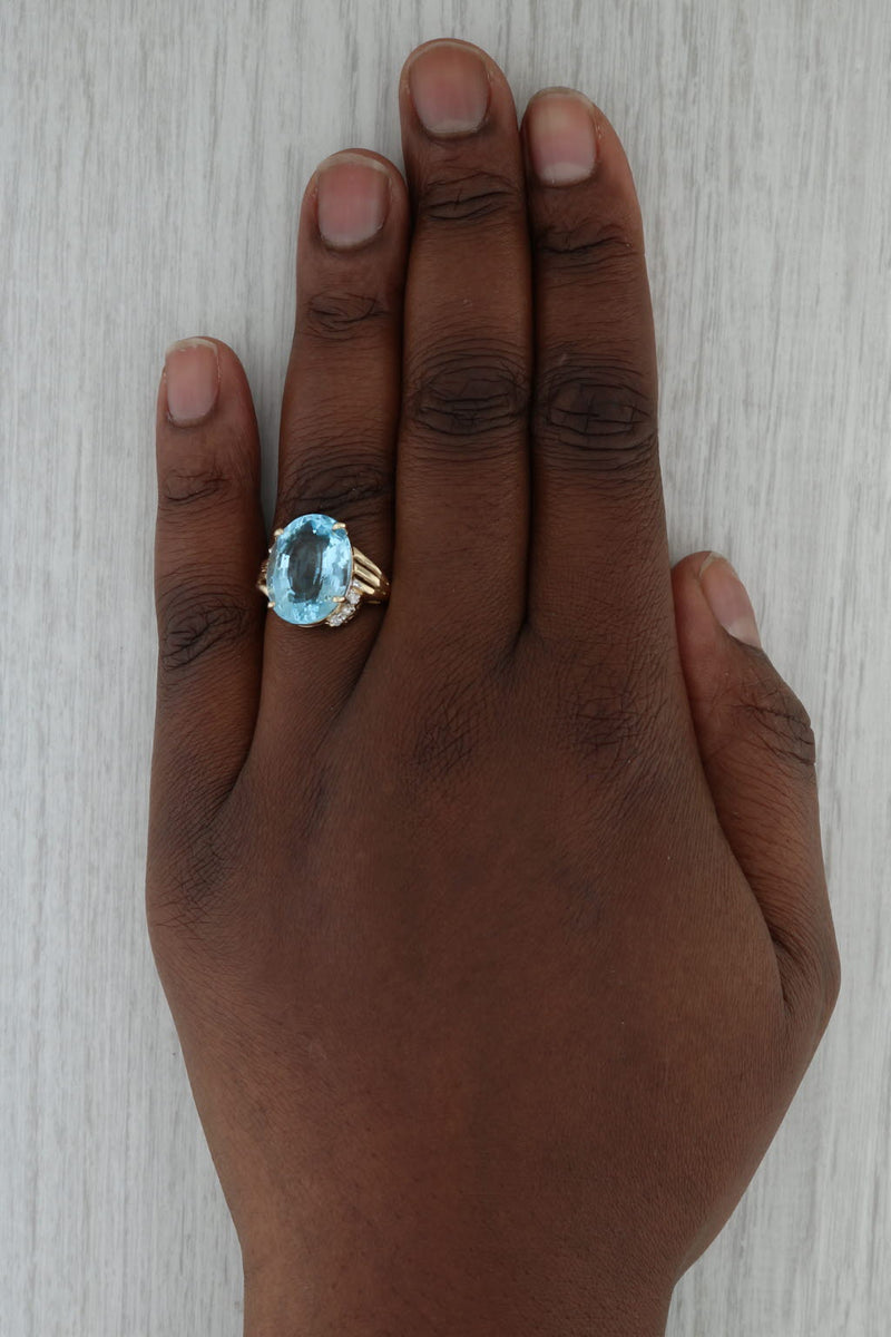 Dark Slate Gray 10.29ctw Oval Blue Topaz Diamond Ring 14k Yellow Gold Size 7.25 Bypass