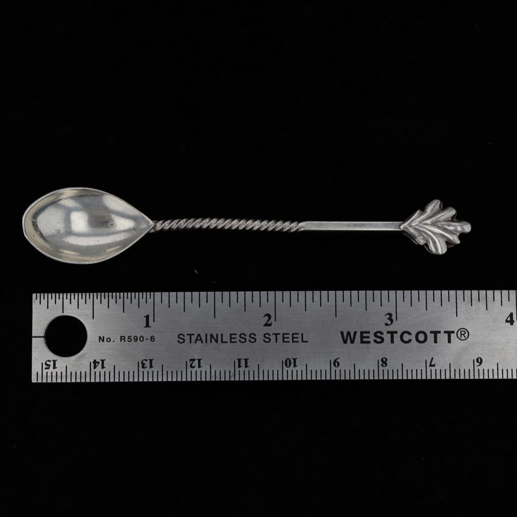 Black Antique Decorative Spoon Sterling Silver Twist Floral Handle