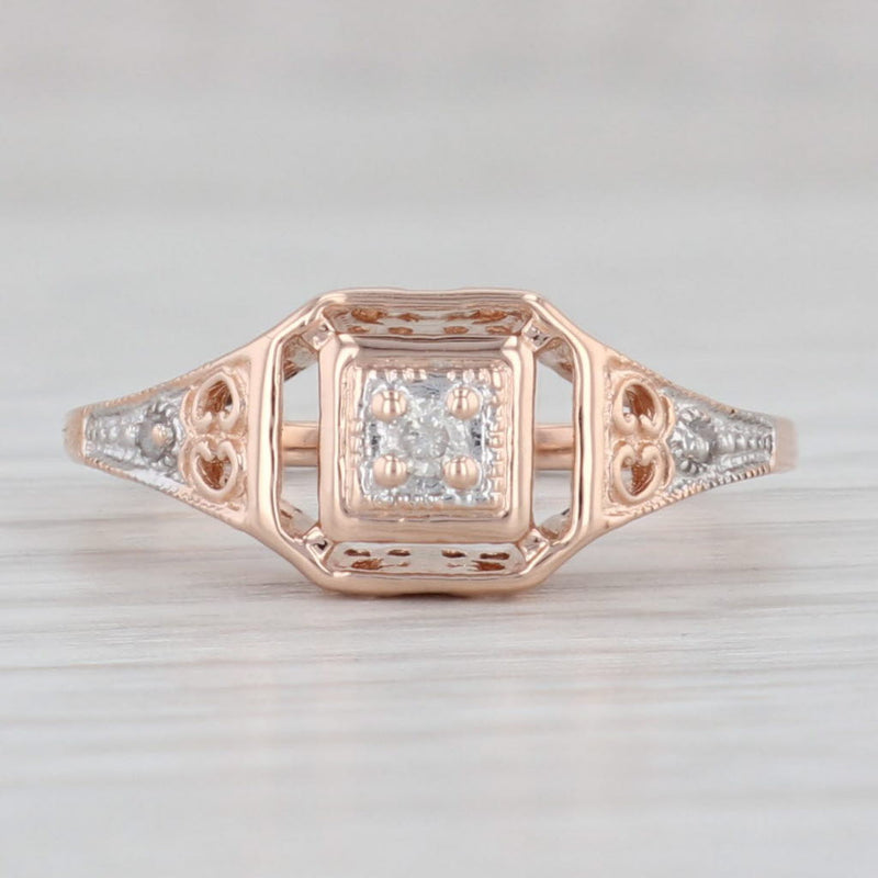 Light Gray Round Brilliant Diamond Ring 14k Rose Gold Size 7.25 Engagement
