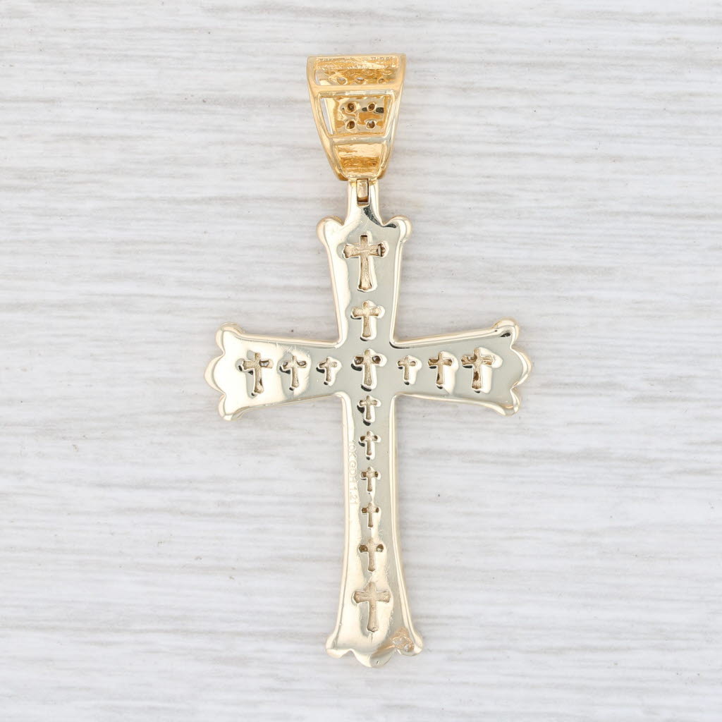 Light Gray 1.21ctw Diamond Cross Pendant 10k Yellow Gold Religious Jewelry