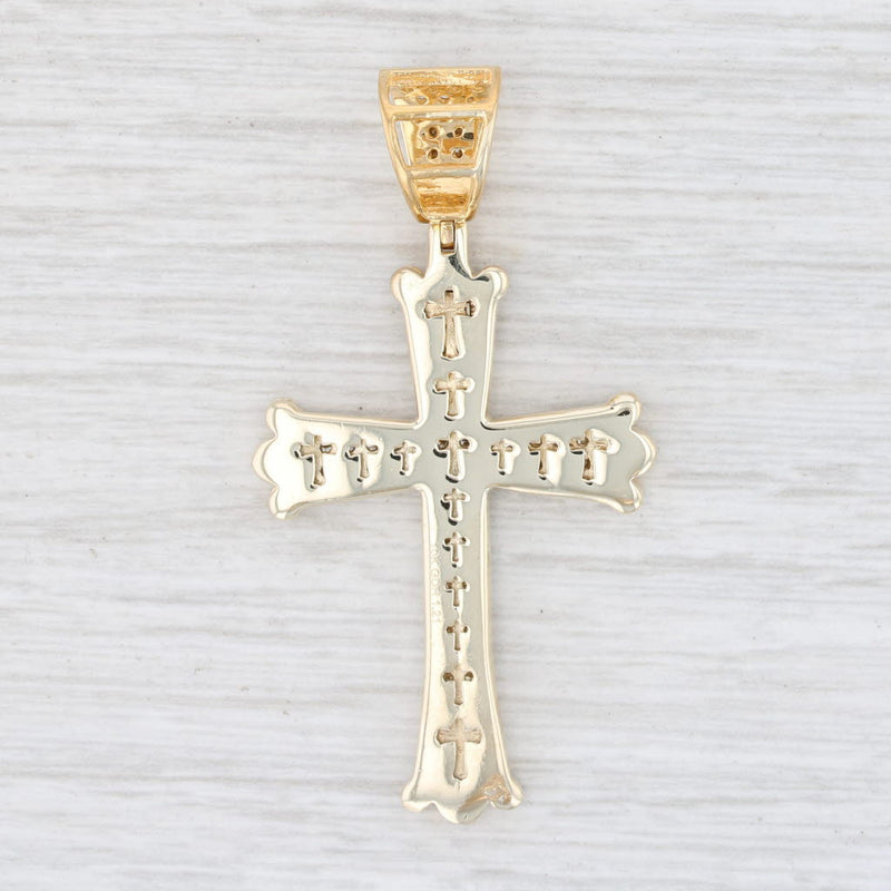 1.21ctw Diamond Cross Pendant 10k Yellow Gold Religious Jewelry