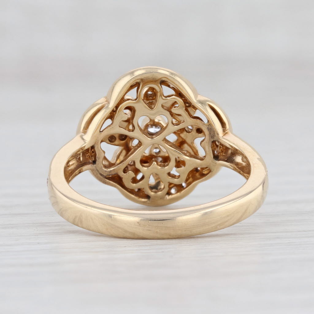 Light Gray New 0.25ctw VS2 Diamond Swirl Flower Knot Ring 14k Yellow Gold Size 6.5