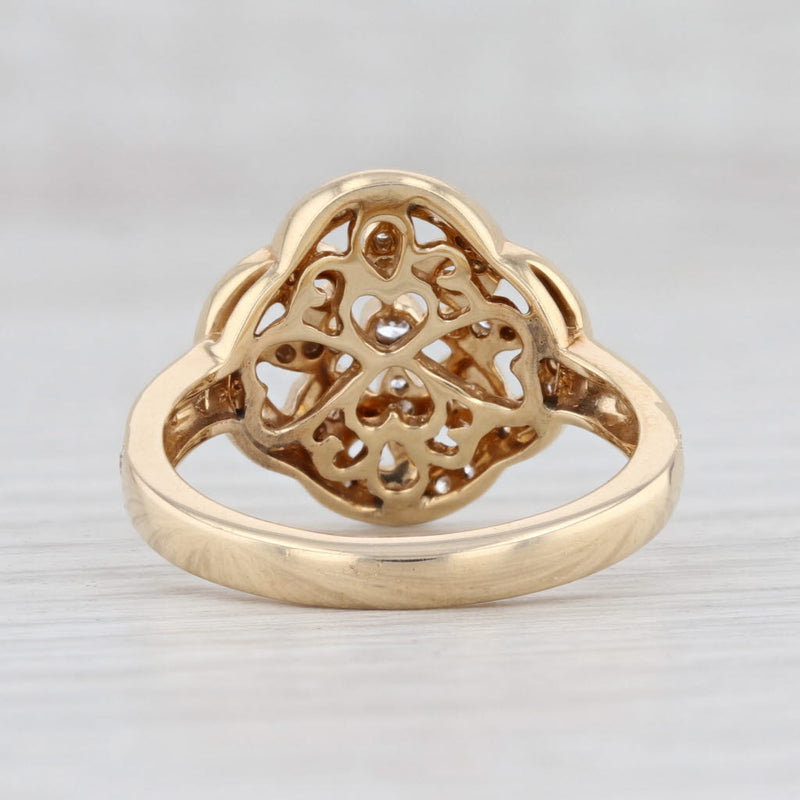 New 0.25ctw VS2 Diamond Swirl Flower Knot Ring 14k Yellow Gold Size 6.5