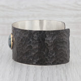 New Nina Nguyen Moss Agate Chalcedony Cuff Bracelet Sterling Silver 18k 7"