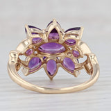 3ctw Amethyst Flower Ring 14k Yellow Gold Size 8.5 Cluster Cocktail