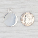 Light Gray New Engravable Disc Charm Sterling Silver Pendant 925