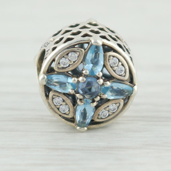 Light Gray New Authentic Pandora Patterns of Frost Charm 791995NMBMX Sterling Silver Blue