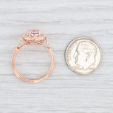 New Beverley K Pink Morganite Diamond Halo Engagement Ring 14k Rose Gold SZ 6.5